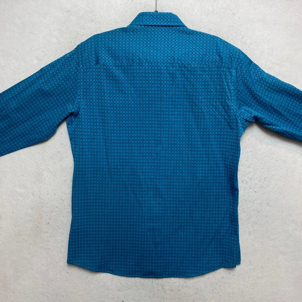 Barabas Shirt Mens XL Teal Blue Long Sleeve Button Down Medallion Geometric